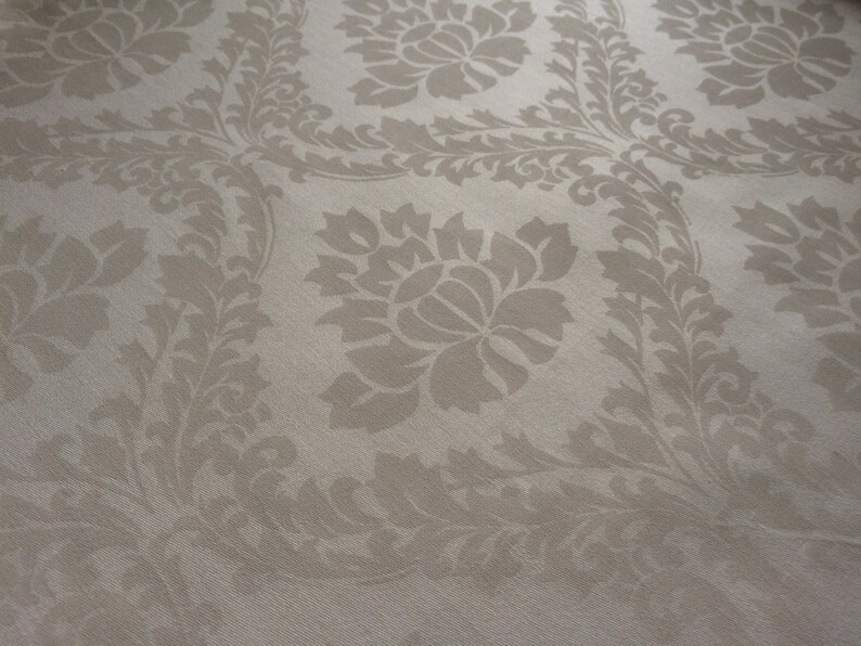 White Cotton Sateen Fabric Damask Print Damask Pattern Etsy