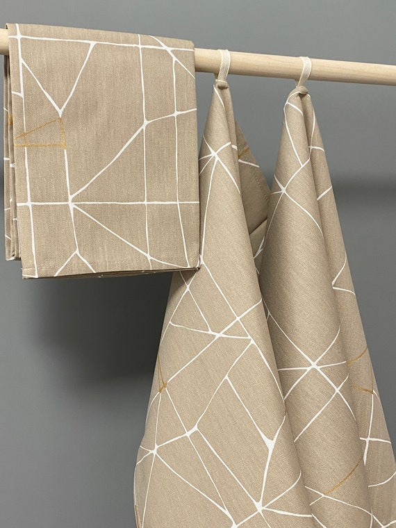 Cotton Kitchen Towel Tea Towel Dish Towel Geometric Beige Scandinavian cotton fabric