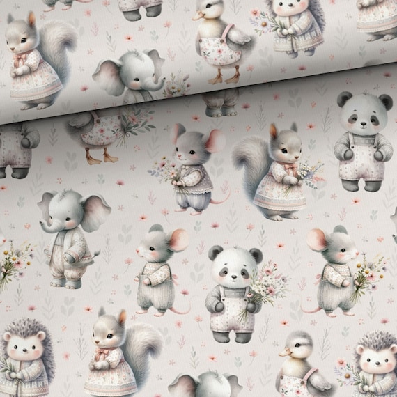 Cute Baby animals I Cotton fabric I Baby Shower fabric I Nursery fabric for sewing and quilting 155 cm wide