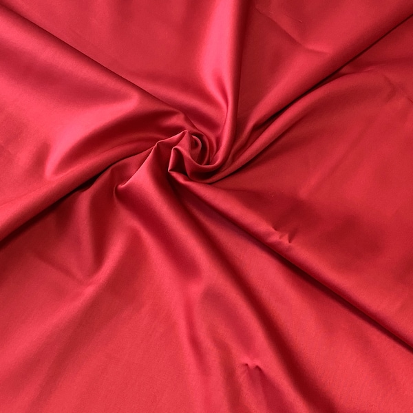 Plain cotton sateen fabric by the metre, by the yard - RED - 100% cotton - 153 cm wide #1093