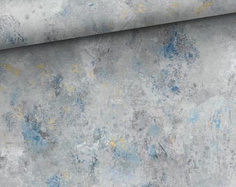 Cotton knitwear French terry knit fabric Blue/Grey by the yard, by the meter, 160cm/63'' wide