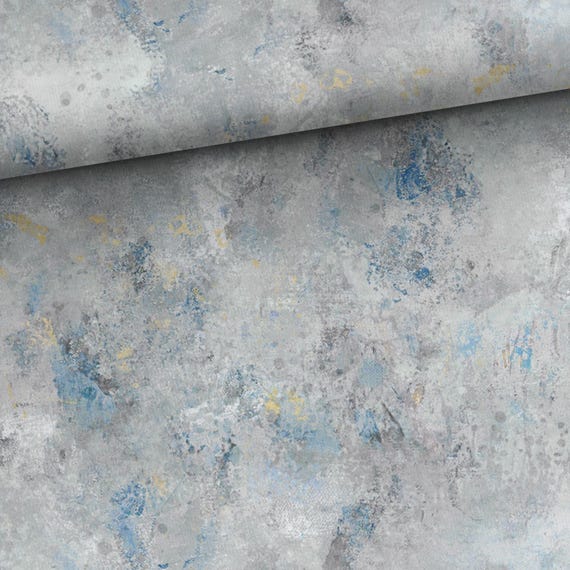 Cotton knitwear French terry knit fabric Blue/Grey by the yard, by the meter, 160cm/63'' wide