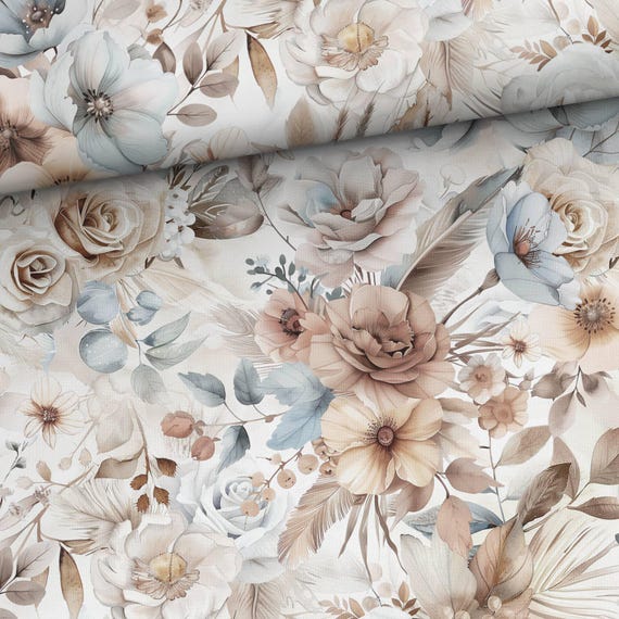 Boho Flowers fabric Premium cotton fabric for sewing and quilting 155 cm wide