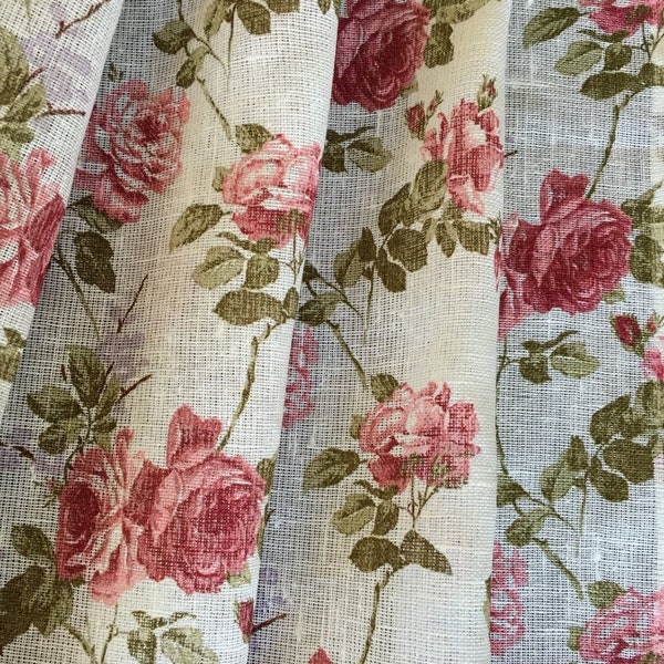 Linen Curtains | Shabby Chic curtains | Rose curtains | Floral linen curtains | Apartment Decor | Curtain Panels
