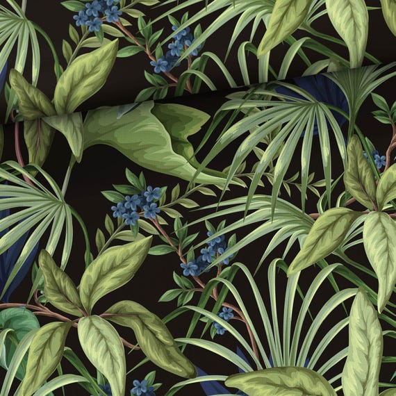Tropical plants Cotton Fabric  sewing, quilting, nursery decor, and DIY crafts.