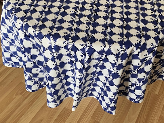 Cotton Tablecloth - Table Linens | Round Table Cloth | Dining Table | Retro Decor | Dining Room Decor