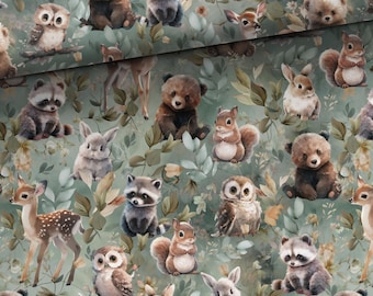 Woodland Animals fabric Baby animals Shower fabric for sewing and quilting 155 cm wide