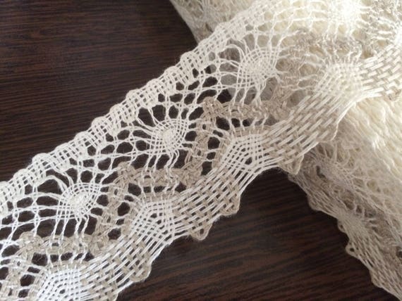 LINEN Lace Trim - 100% LINEN - 1.57" (40 mm) wide