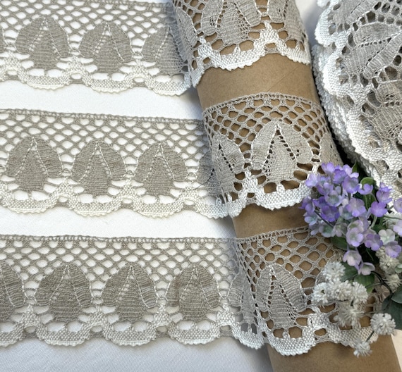 Linen Lace Trim Natural linen 70mm / 2.75 inches wide