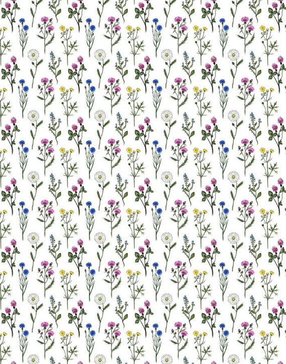 Floral cotton tablecloth | Scandinavian cotton tablecloth | Midsummer flowers | Table linens | 185cm x 145cm/ 73'' x 57''