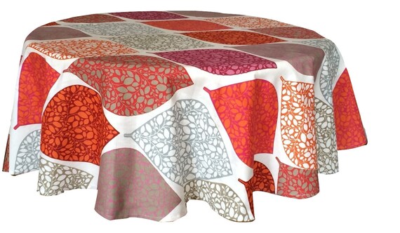 Round Tablecloth Table Linens - 100% Cotton fabric  Scandinavian fabric tablecloth Geometric  - 145cm/ 57''