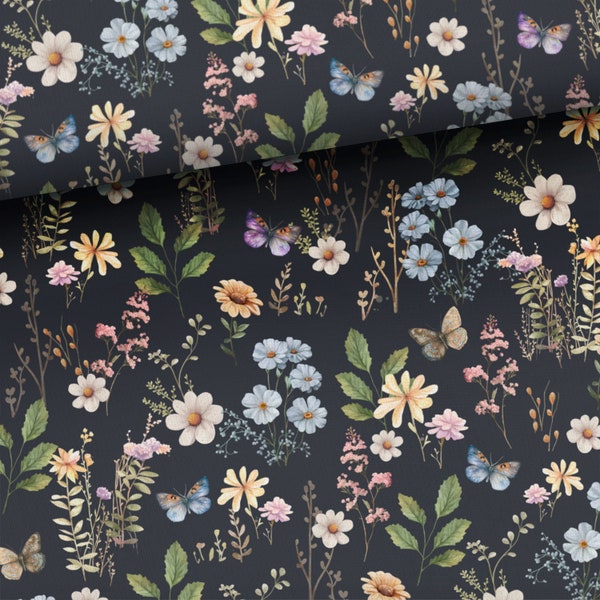 Forest Meadow Flowers Floral fabric Premium cotton fabric for sewing and quilting 155 cm wide