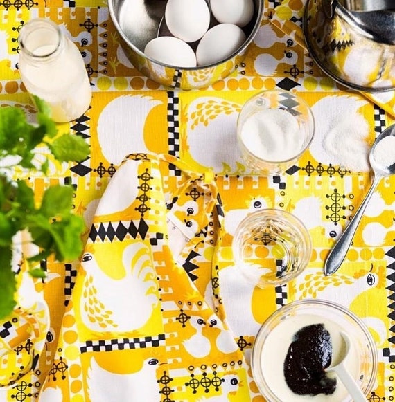 Easter Tablecloth Table runner Scandinavian cotton table linens Yellow Mustard