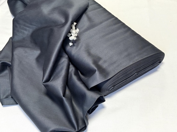 Charcoal Black Cotton Sateen Fabric, 59" Wide, By The Yard