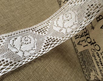 White Cotton lace trim Cluny lace 2.16" (55 mm) wide