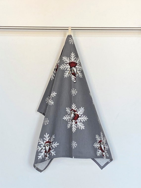 Kitchen Towel Tea Towel Dish Towel Christmas towel Tomte God Jul Snowflakes Scandinavian cotton towel White Red 1pc 48x70cm/19''x20''