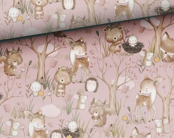 Baby forest pink, Little baby Animals fabric cotton fabric for sewing and quilting 155 cm wide