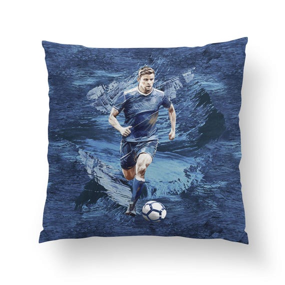 Football Players Cotton Fabric Panels, Blue Boys Print