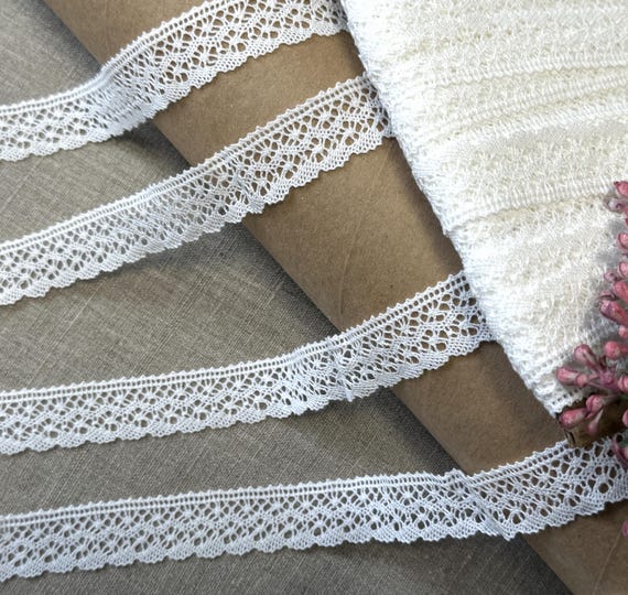 White cotton lace trim, woven 100% cotton, 20mm/0.78 inches wide