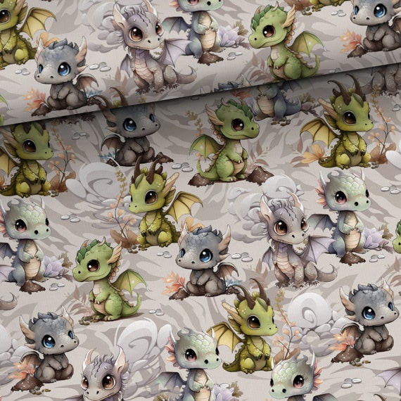 Earth Dragon Baby dragon fabric Premium cotton fabric for sewing and quilting 155 cm wide