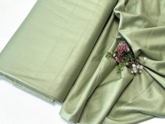 Plain cotton sateen fabric Sage green, by the meter, by the yard - 100% cotton - 153 cm wide #423