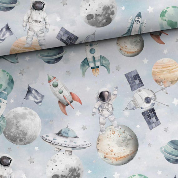 Cotton fabric Space Explorers Nursery fabric Premium cotton fabric for sewing and quilting 155 cm wide