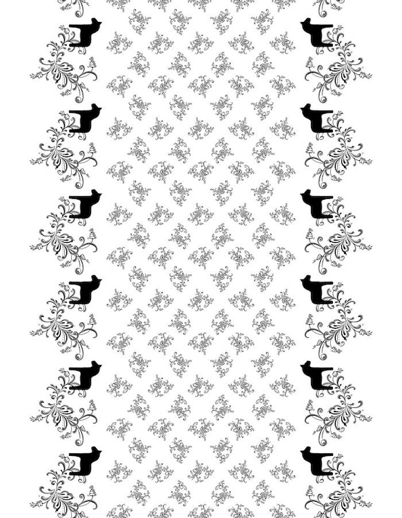 Scandinavian cotton fabric Dala Horse White/Black - Tablecloth fabric Curtian fabric Home decor