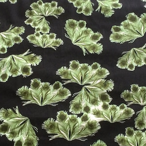 Scandinavian  Cotton fabric -  Scandinavian design  Green Black Pavo - Heavy Cotton- Half Panama 59 inches (150 cm) wide