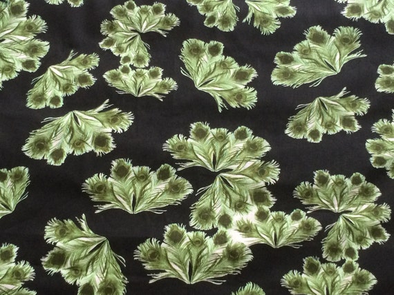 Scandinavian  Cotton fabric -  Scandinavian design  Green Black Pavo - Heavy Cotton- Half Panama 59 inches (150 cm) wide