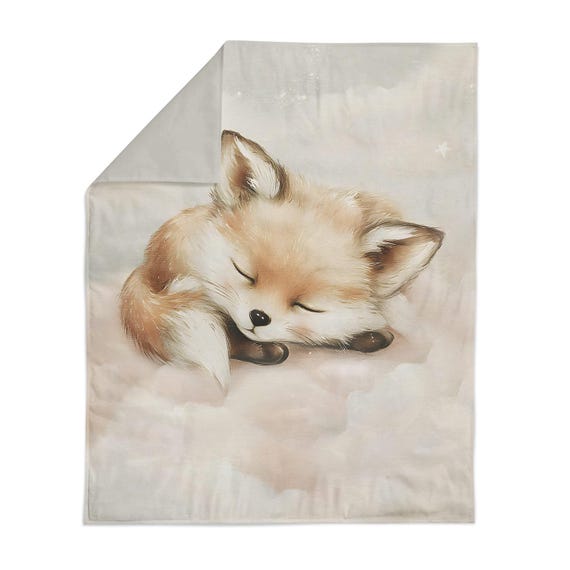 Fox on a cloud, Forest Animals, Baby animals, cotton fabric Panels