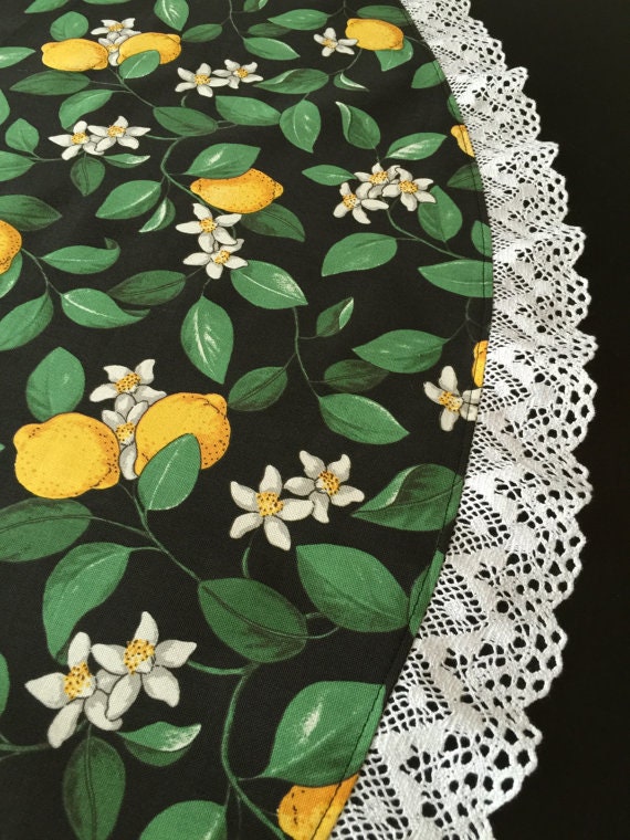 Round Cotton tablecloth with cotton lace  - Cotton canvas -  Round 160 cm / 63''