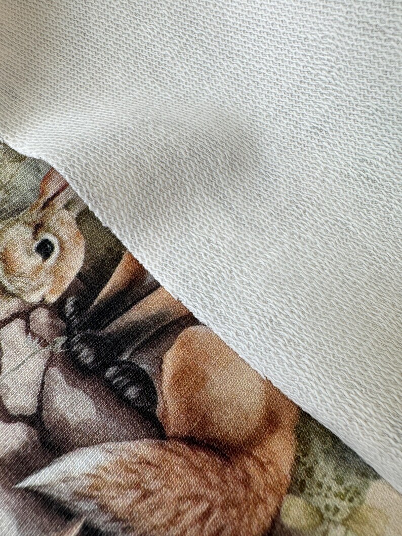 Forest animals French terry cloth knitwear fabric by the yard 160cm/63'' wide image 6