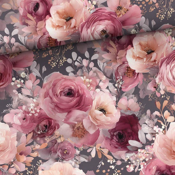 Floral cotton fabric Roses by the yard for sewing and quilting