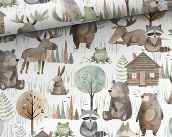Forest Animals Into the Woods fabric Premium cotton fabric for sewing and quilting 155 cm wide