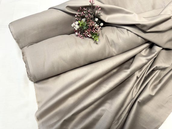 Plain cotton sateen fabric Beige/Ecru, by the meter, by the yard - 100% cotton - 153 cm wide #1240