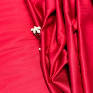 Plain cotton sateen fabric by the metre, by the yard - RED - 100% cotton - 153 cm wide #1093