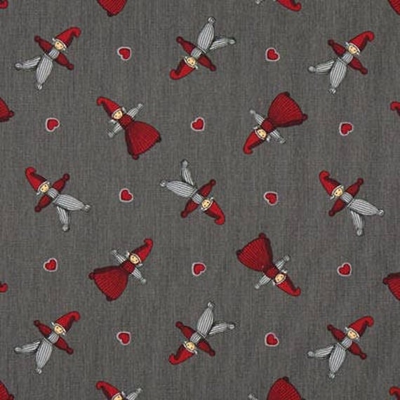 Christmas tablecloth Cotton tablecloth  - Grey/Gray  Scandinavian fabric tablecloth Yarn dolls