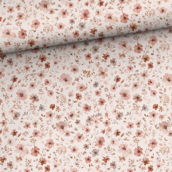 Tiny Pink Floral cotton fabric by the yard for sewing and quilting