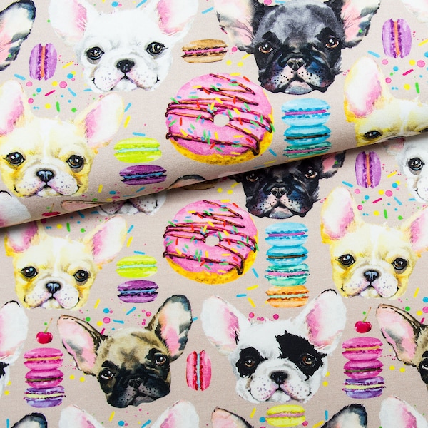 Bulldogs and Donuts fabric Premium cotton fabric for sewing and quilting 155 cm wide