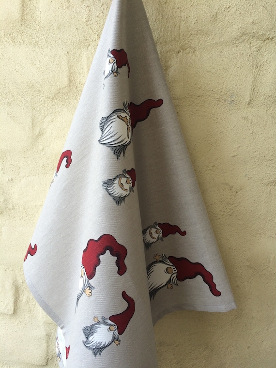 Kitchen Towel Tea Towel  Dish Towel - Scandinavian Cotton fabric - Christmas Dwarf - 1 pc - 45 cm x 75 cm /17 inches x 29 inches