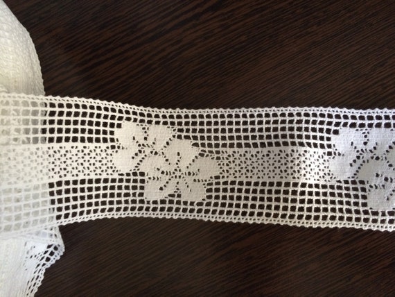 Cotton Lace Trim Ribbon - White- 100% Cotton - 2.75" (70mm) wide