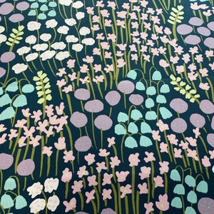 Floral Scandinavian Cotton fabric Curtain Interior Decorative fabric Purple Blue