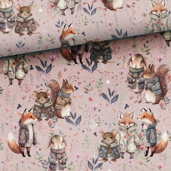 Woodland Animals fabric Autumn I Baby animals fabric I Premium cotton fabric for sewing and quilting 155 cm wide