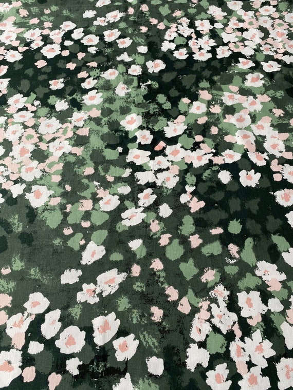 Cotton Curtain panel | Decor Cafe curtain | Kitchen valance | Valance | Floral curtain | Green