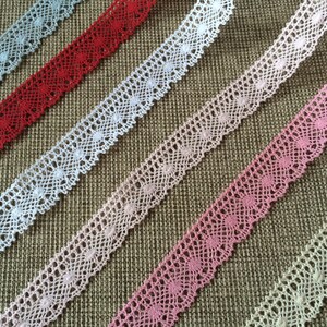 White Cotton Lace Trim 100% Cotton 0.98 25 mm wide by the metre 1.09 yards image 2