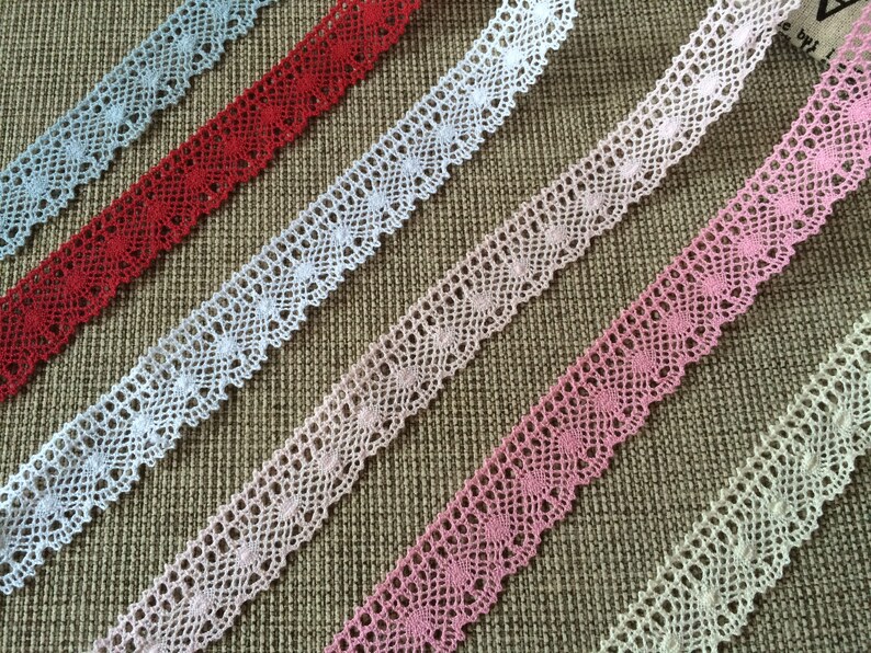 White Cotton Lace Trim 100% Cotton 0.98 25 mm wide by the metre 1.09 yards image 2