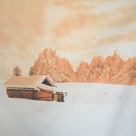 Fabric Panel - Winter Scenic Picture - Scandinavian fabric - Cotton Canvas - 52 cm x 52 cm (20'' x 20'')