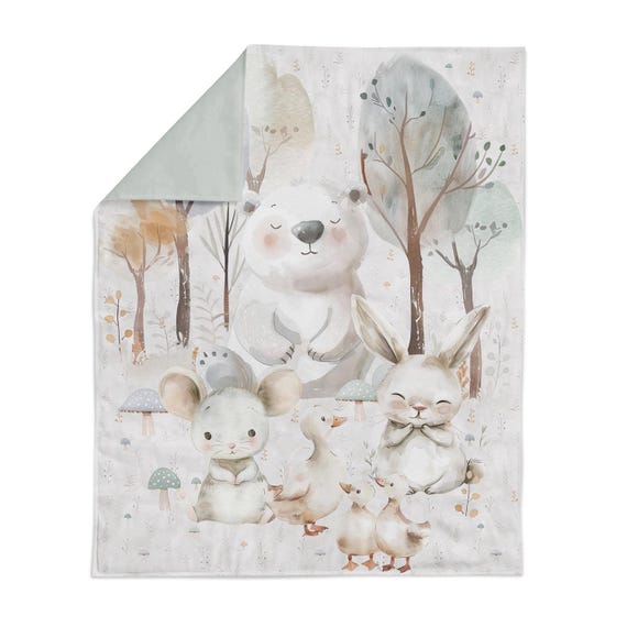Fabric Panels Cute baby animals Milk Forest Woodland  100% Cotton fabric