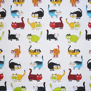 Raso di cotone tessuto gatti - puro cotone - (150 cm) di larghezza