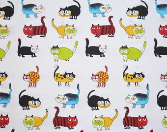 Cotton fabric Cats | Cartoon cats | 100% Cotton